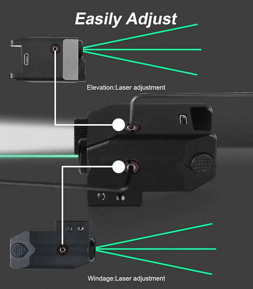 Green Laser Light Combo 350 Lumens Tactical Flashlight with USB Rechargeable for Pistols Handguns, Laser Sights Pistol Light, Fit Picatinny Rail
