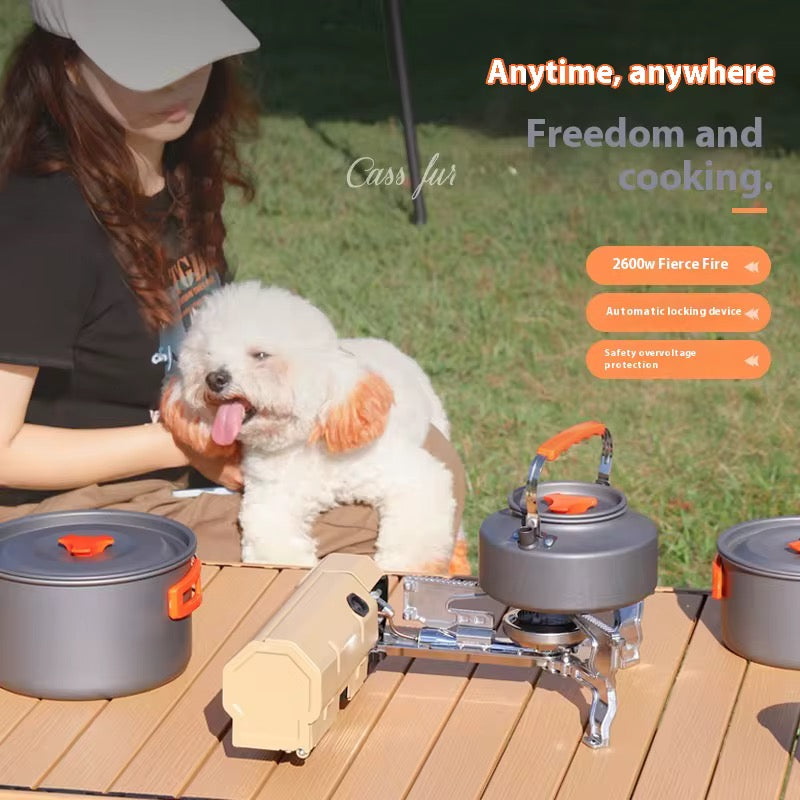 Portable 2670W Camping Gas Stove: Folding Cassette Burner for Outdoor Picnic