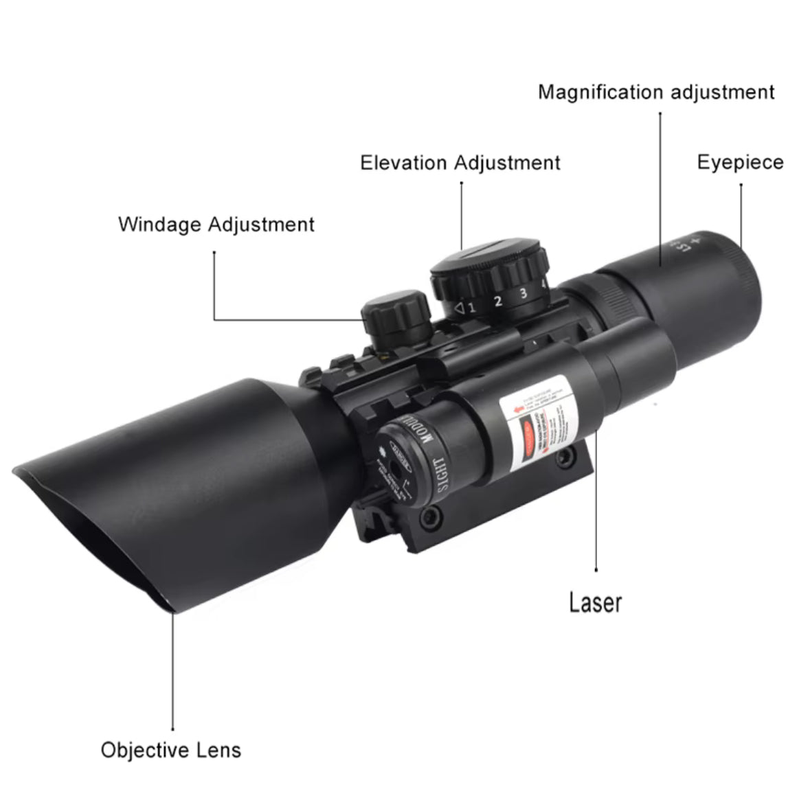 SCOPE WITH LASER SIGHT 3-10X42 -AETA020