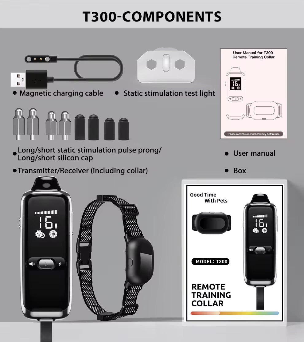 DOG COLLAR T300 NEW 1300 FT REMOTE BEEPER SHOCK VIBRATION TRAINING COLLAR FOR DOGS