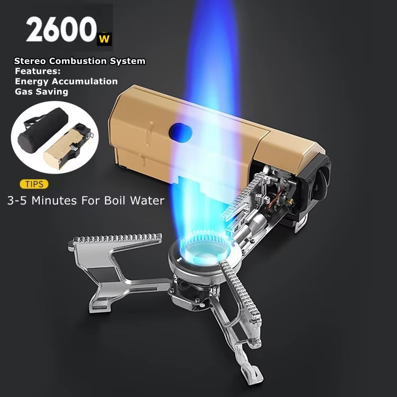 Portable 2670W Camping Gas Stove: Folding Cassette Burner for Outdoor Picnic