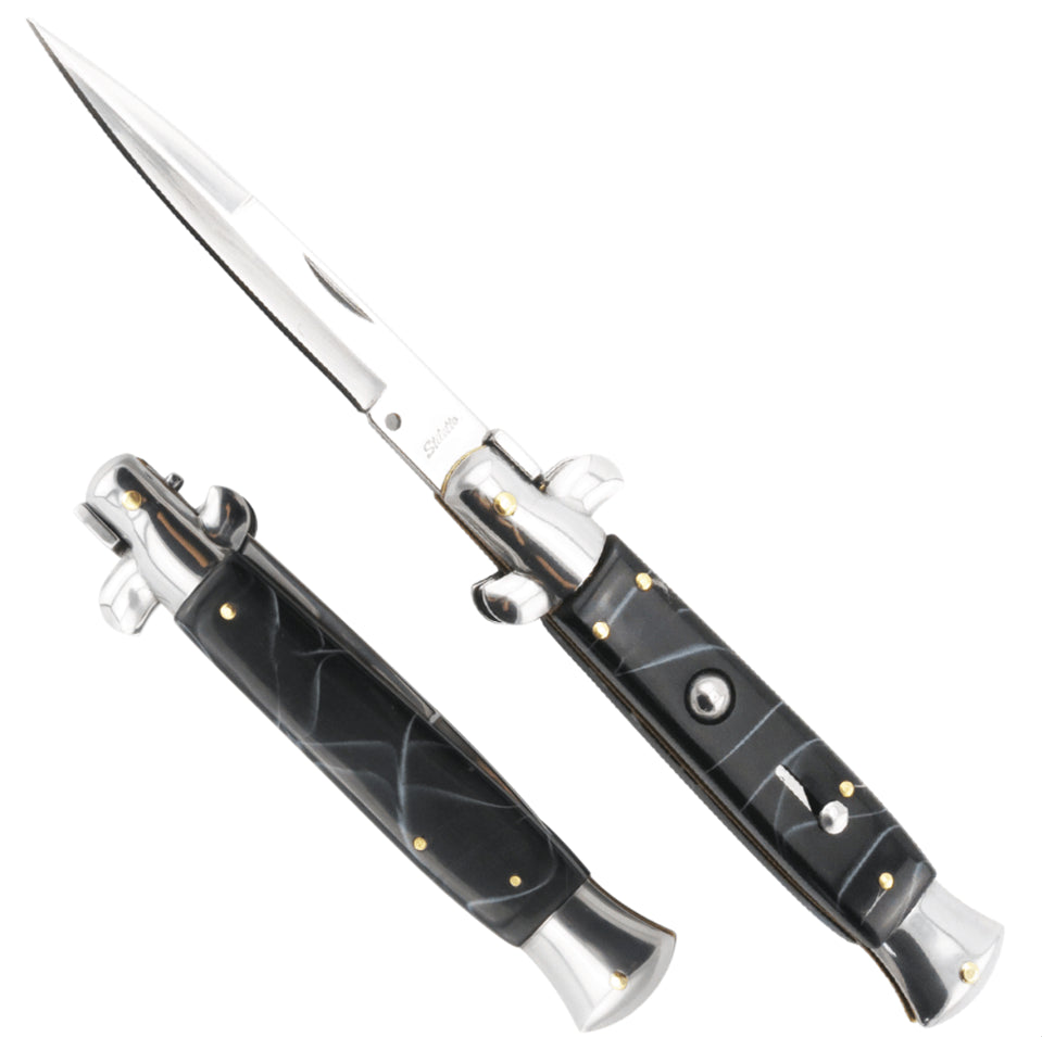 ITALIAN STILETTO AUTOMATIC BLACK WHITE BERETTA KNIFE - OEKNK050