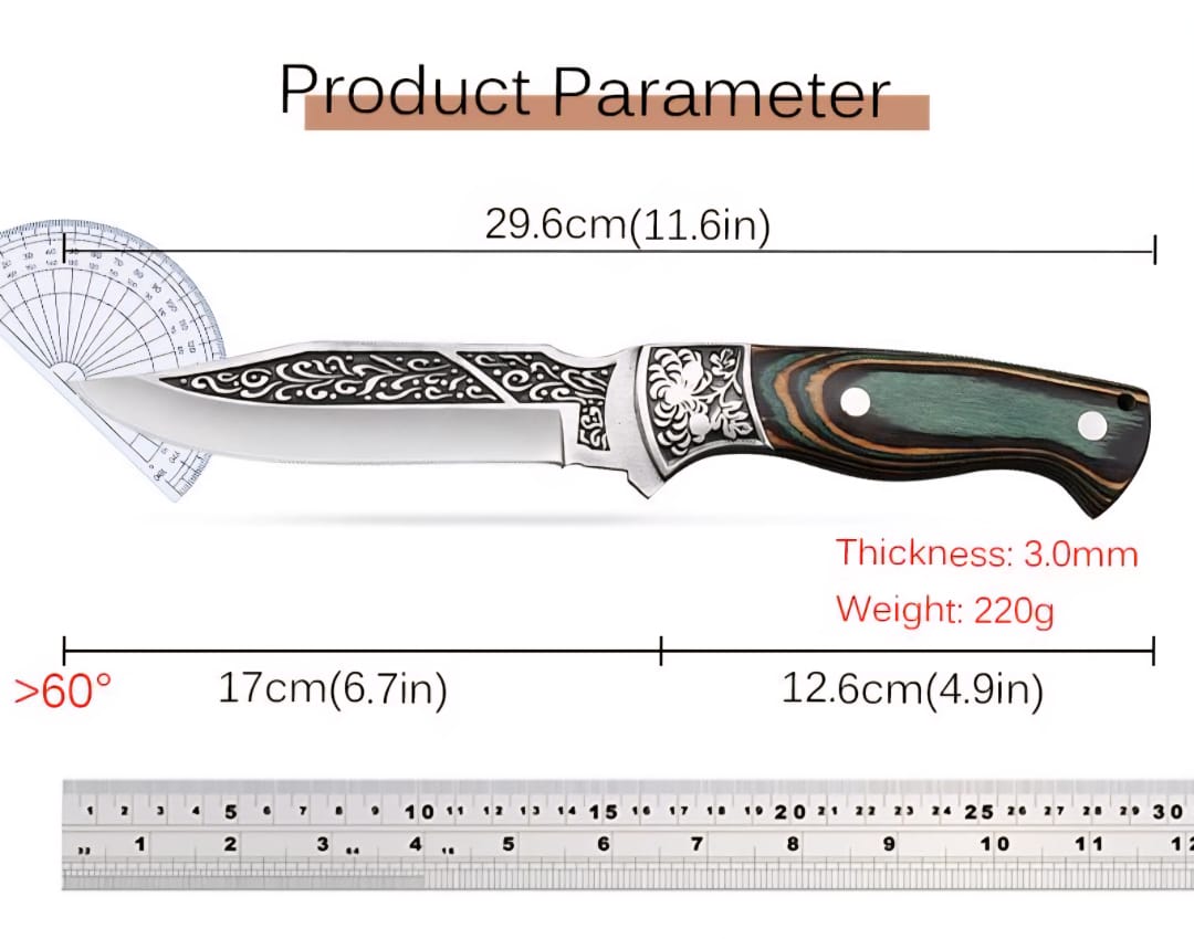 Wooden Handle Outdoor FIXED BLADE KNIFE -OEKNFB020