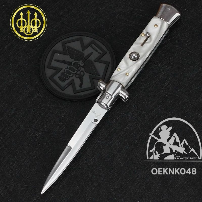 ITALIAN STILETTO AUTOMATIC PEARL WHITE BERETTA KNIFE - OEKNK048
