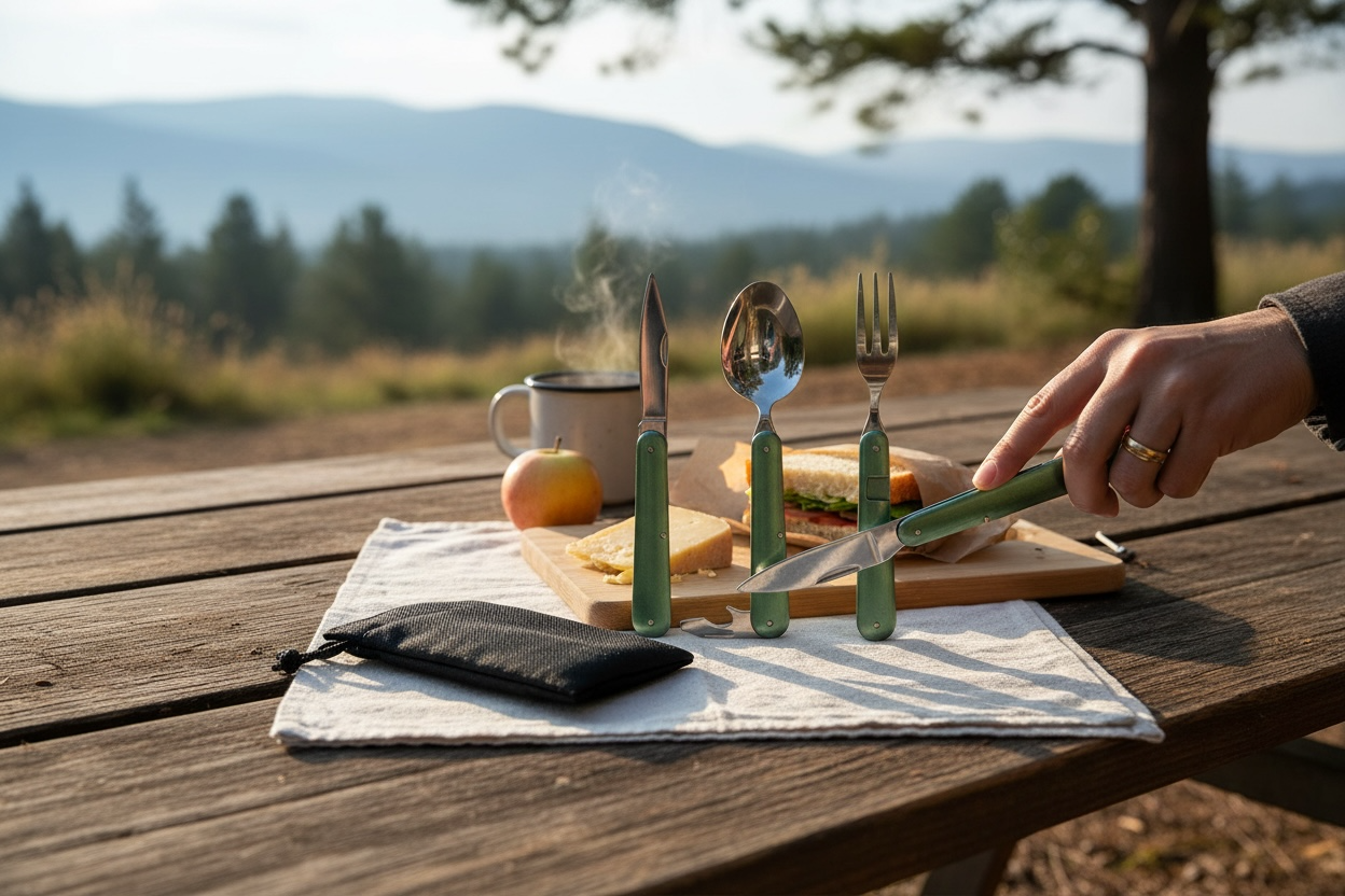 SCOUT EAT KIT                      3-in-1 Folding Camping Cutlery Set - OEBA002.