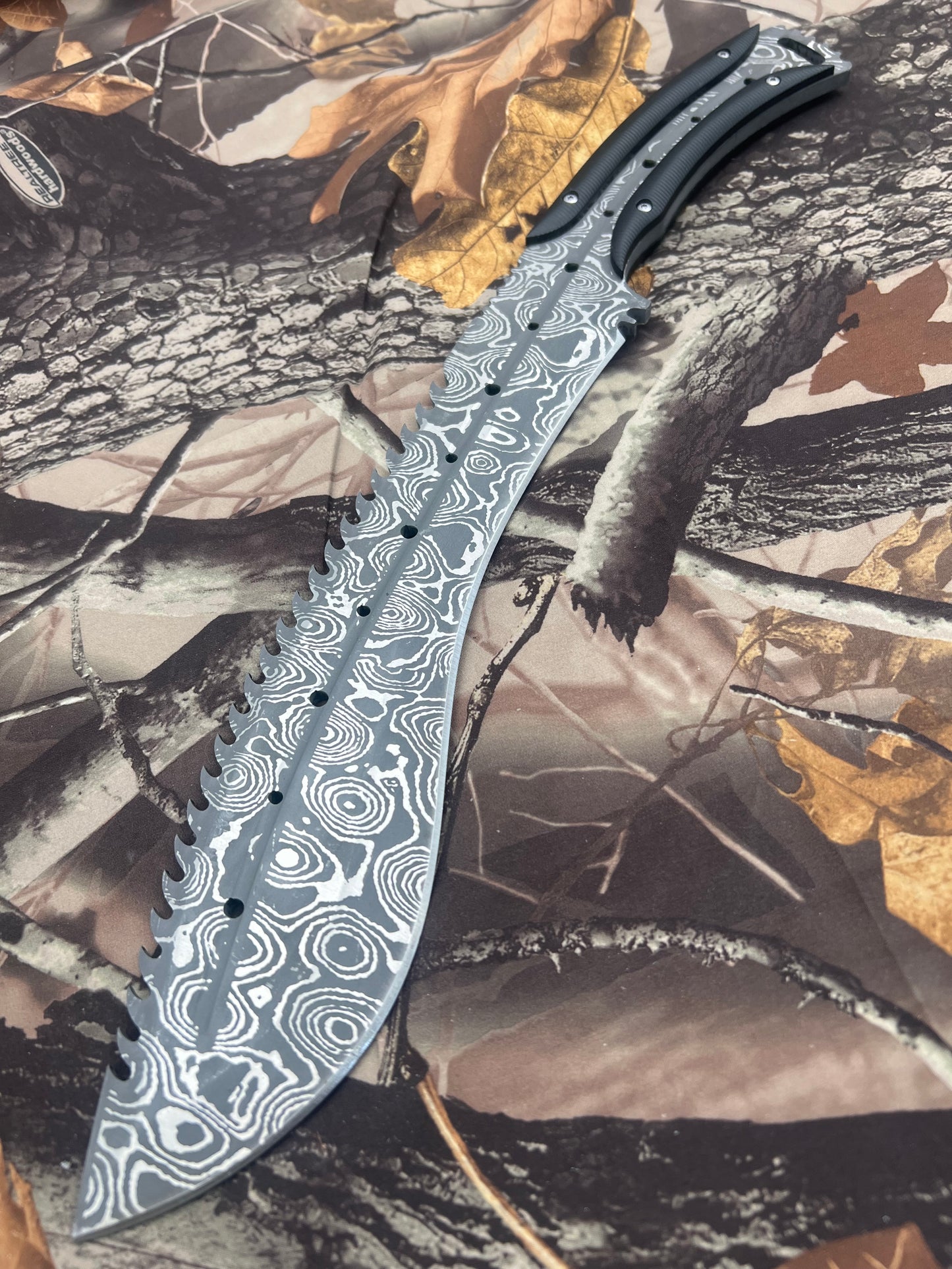 FEATHER DAMASCUS FIXED BLADE - OEKNFB052