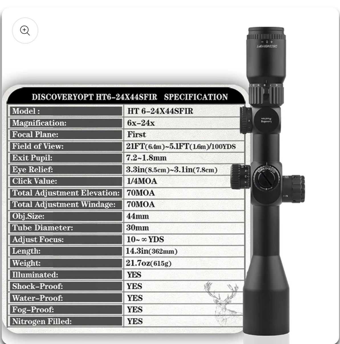 DISCOVERYOPT HT GEN II 6-24X44SFIR FFP-MOA Diameter:30MM Optics Scopes