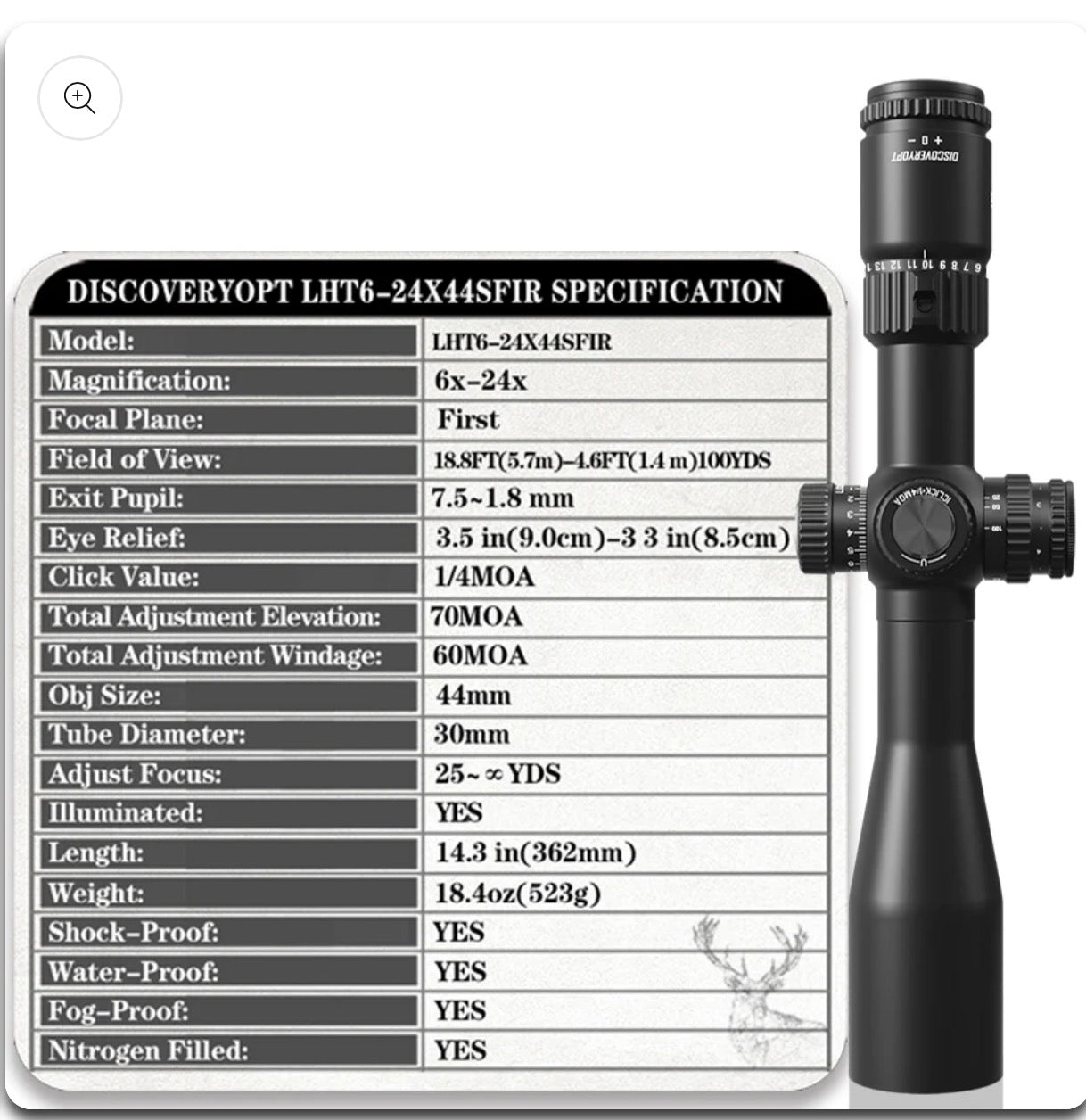 DISCOVERYOPT LHT 6-24X44SFIR FFP-MOA-L Diameter:30MM Optics Scopes