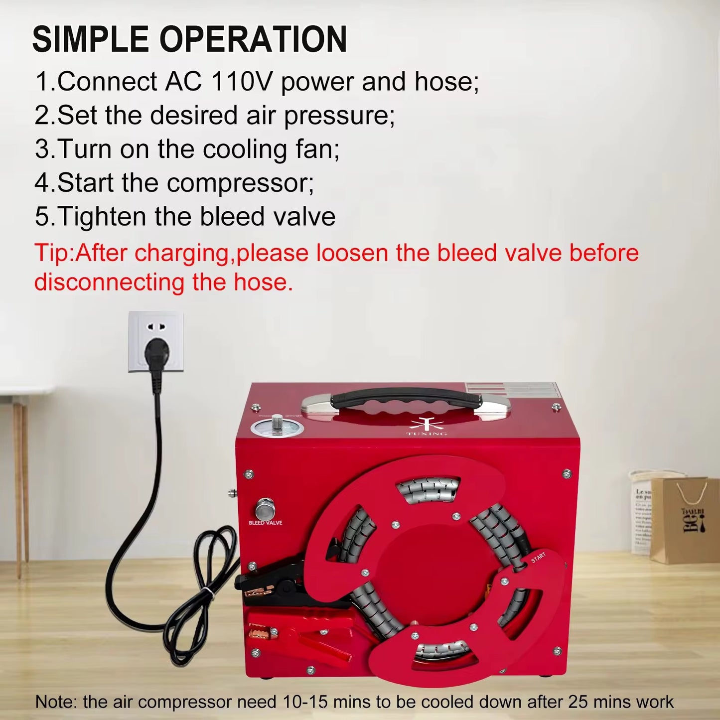 COMPRESSOR AIR 300 BAR 4500 PSI AUTO STOP