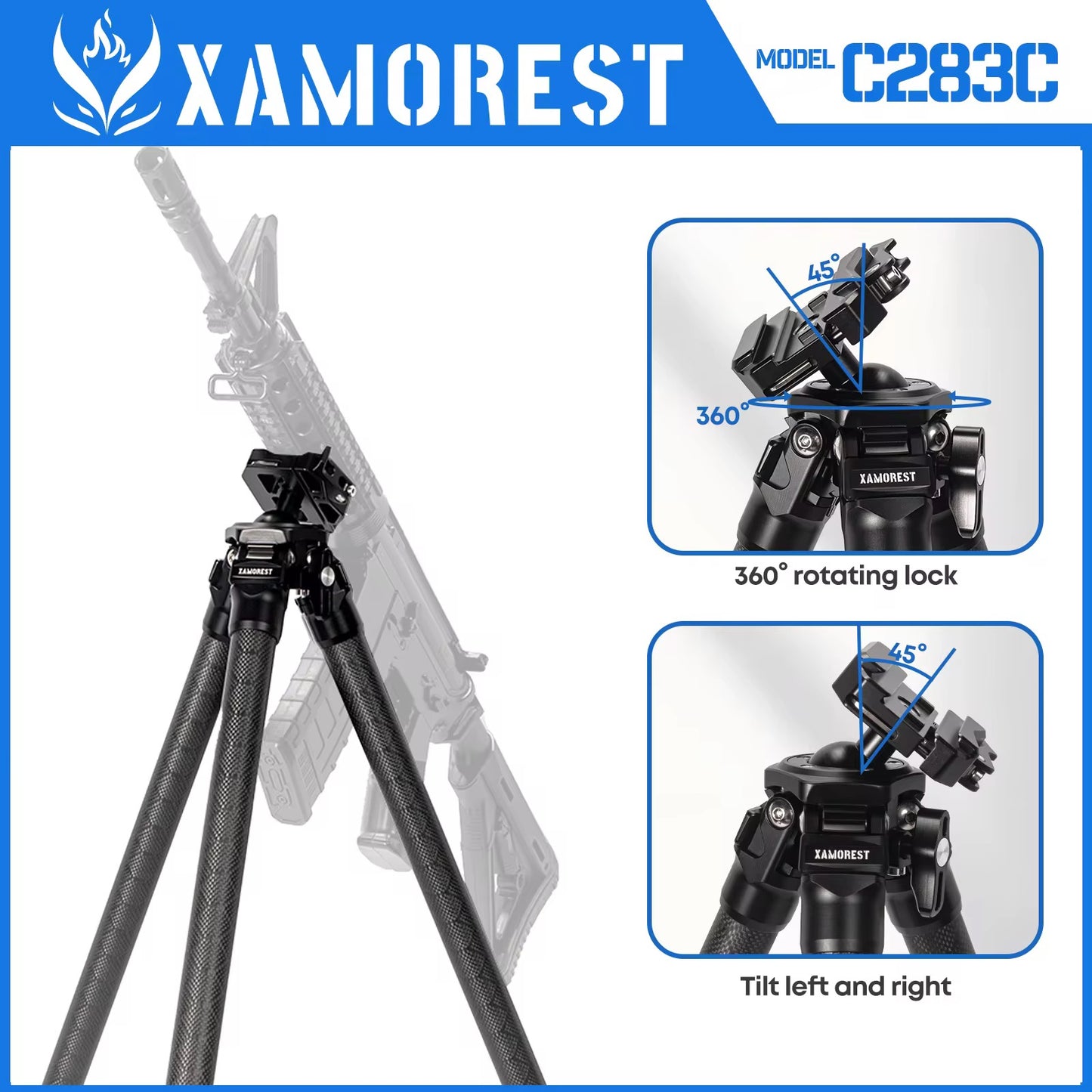 Tripod for Rifles with Durable Aluminum and Carbon Fiber Frame