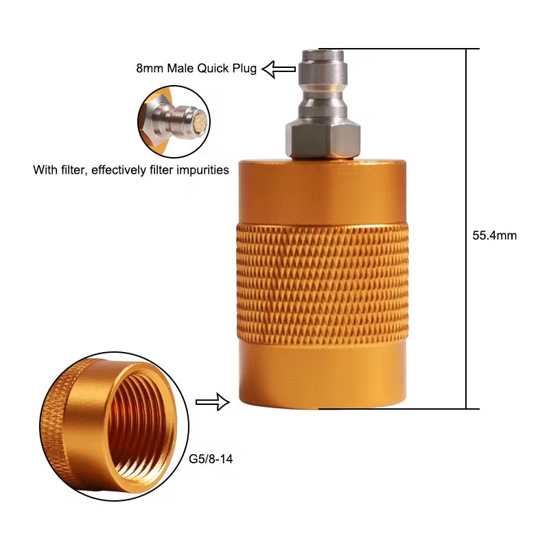 High-Pressure G5/8-14 Thread Adapter with 8 mm Male Quick Disconnect
