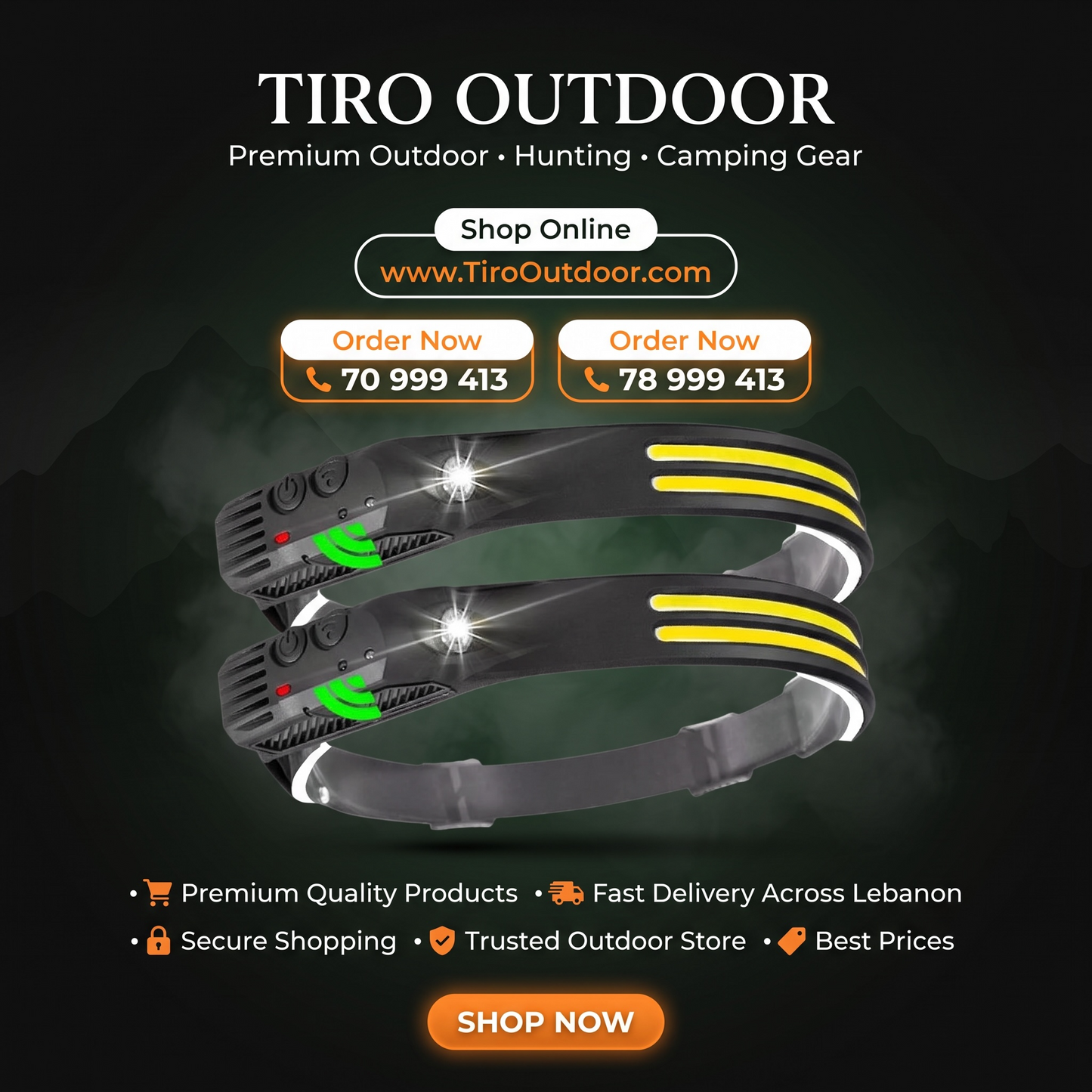 DOUBLE HEAD LIGHT Rechargeable LED – Hands-Free Outdoor Lighting OEHL003