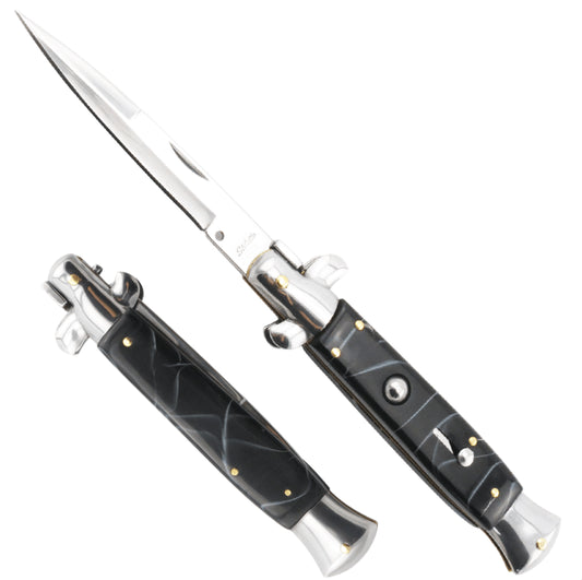 ITALIAN STILETTO AUTOMATIC BLACK WHITE BERETTA KNIFE - OEKNK050