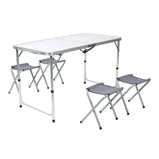 Portable foldable aluminum table with 4 chairs -OETA010