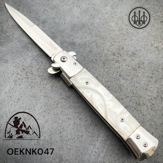 ITALIAN STILETTO  PEARL WHITE BERETTA KNIFE - OEKNK047