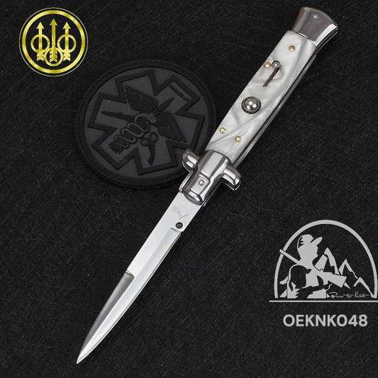 ITALIAN STILETTO AUTOMATIC PEARL WHITE BERETTA KNIFE - OEKNK048