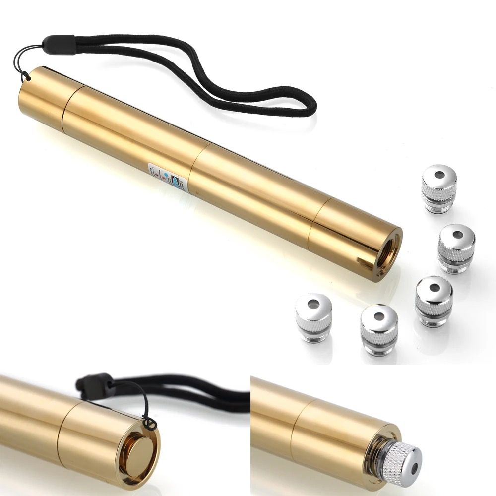 GOLD LAZER - HIGH END COPPER BODY CASE RECHARGEABLE MULTI PATTERNLAZER LIGHT PEN POINTER BLUE WITH ALL ACCESSORIES GLASS LENS  -AELA001