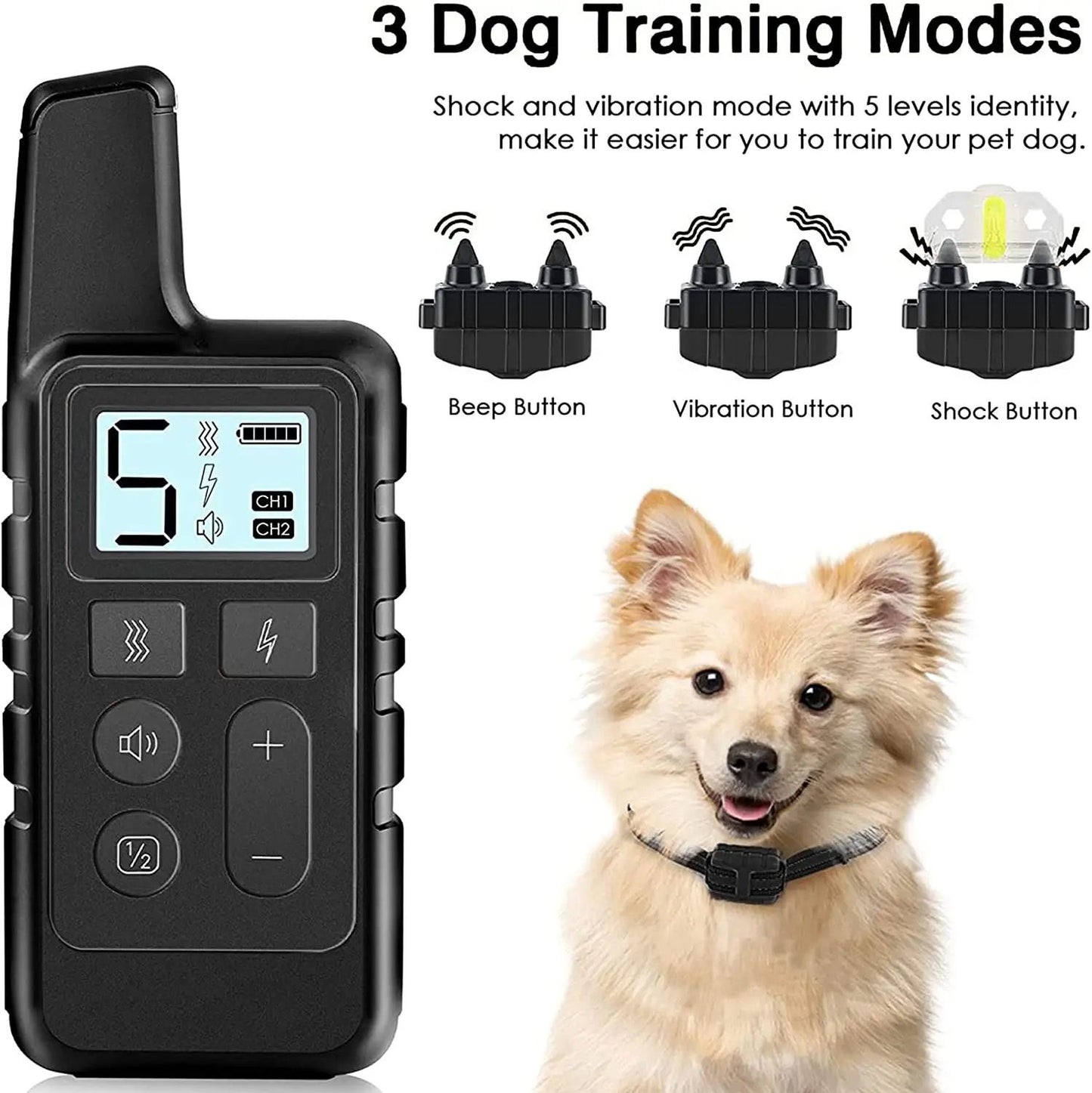 RECHARGEABLE & WATERPROOF  DOG  TRAINING COLLAR - AEDC012