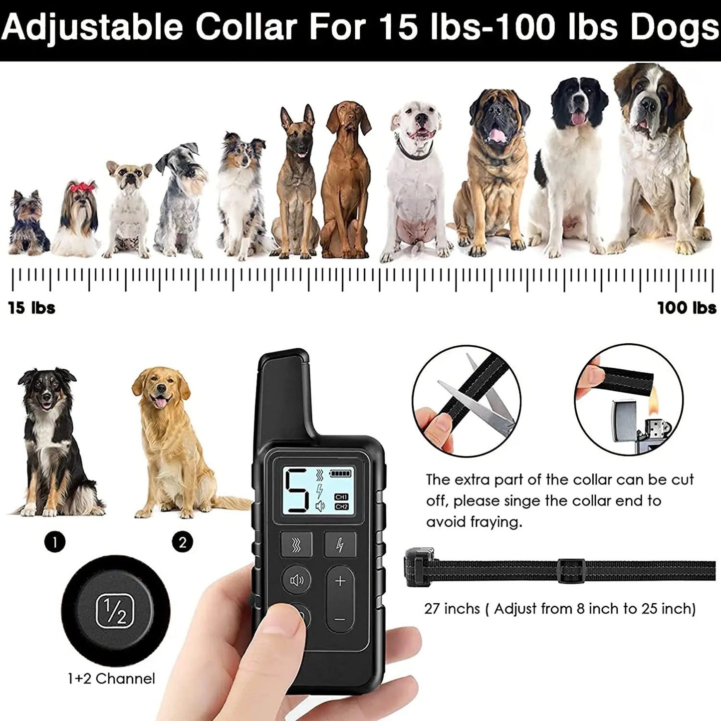 RECHARGEABLE & WATERPROOF  DOG  TRAINING COLLAR - AEDC012