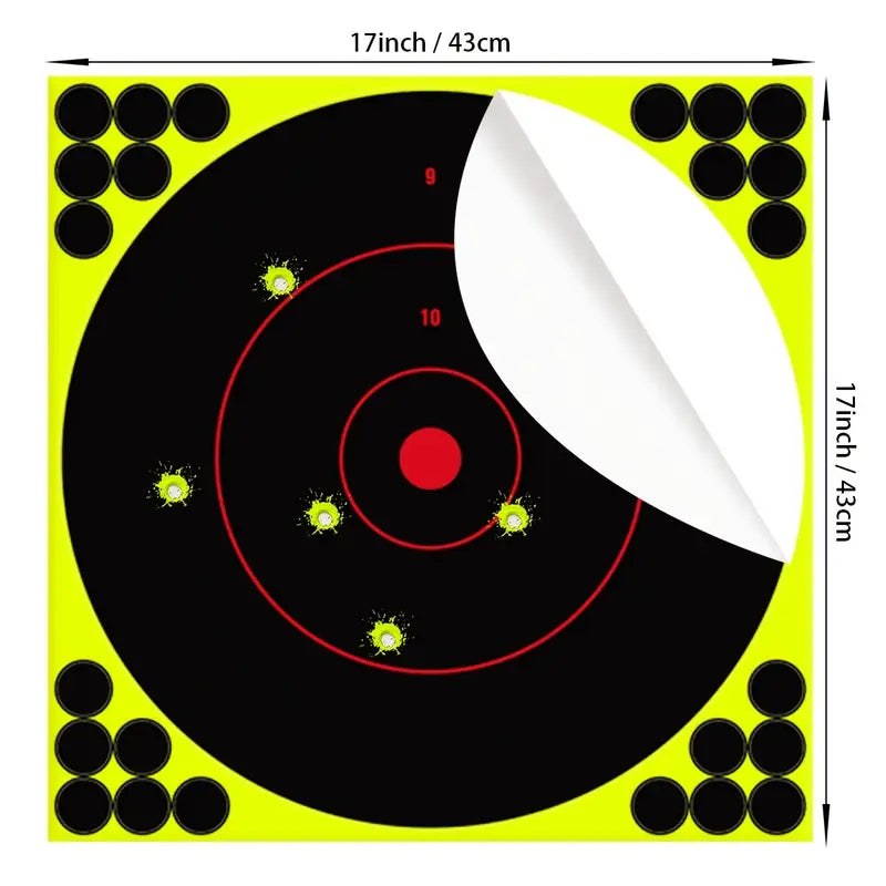 Target 25 x 8” Self-Adhesive Splatter / Reactive Circle Targets (10 Sheets)