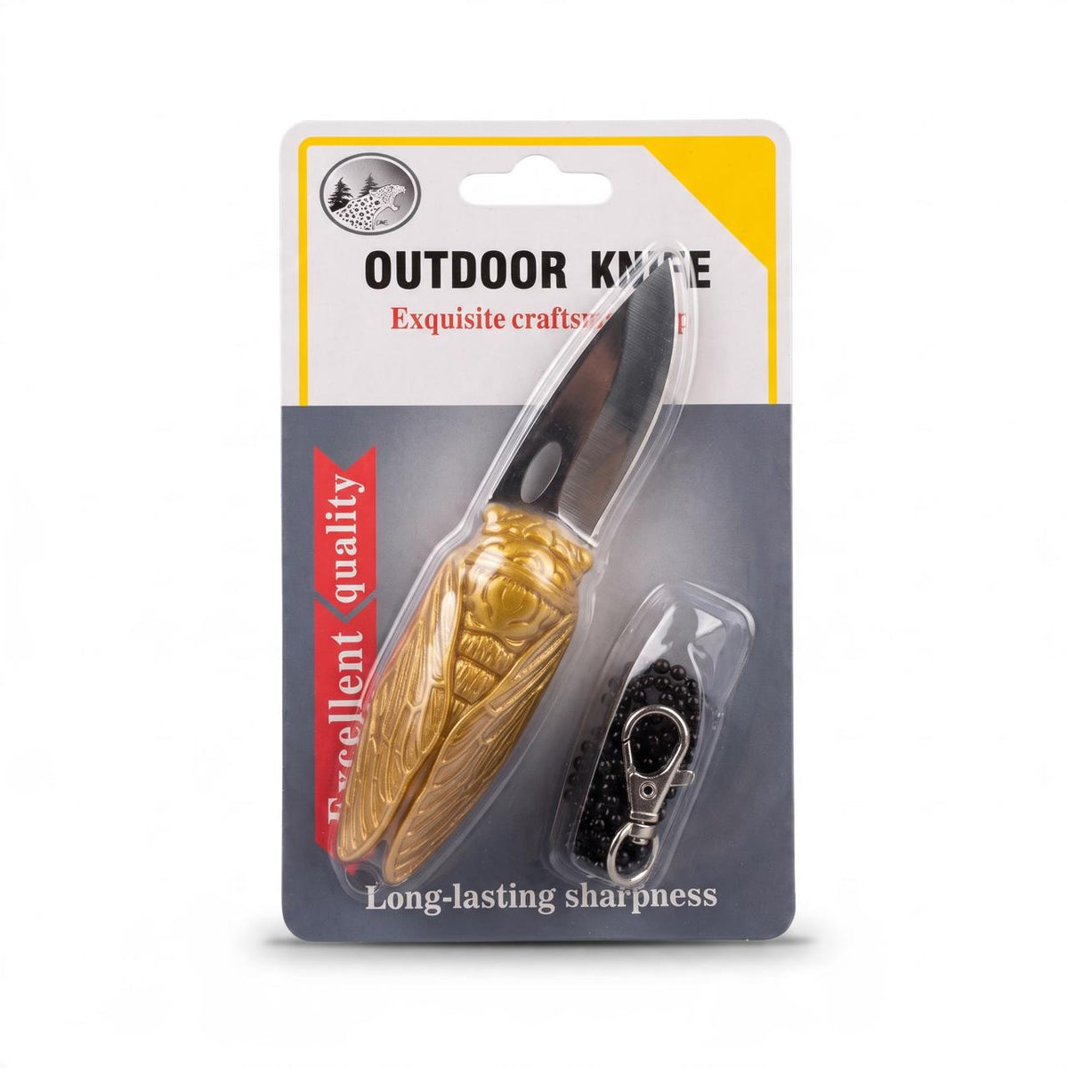 Mini EDC Folding Knife – Carved Wooden-Style Handle