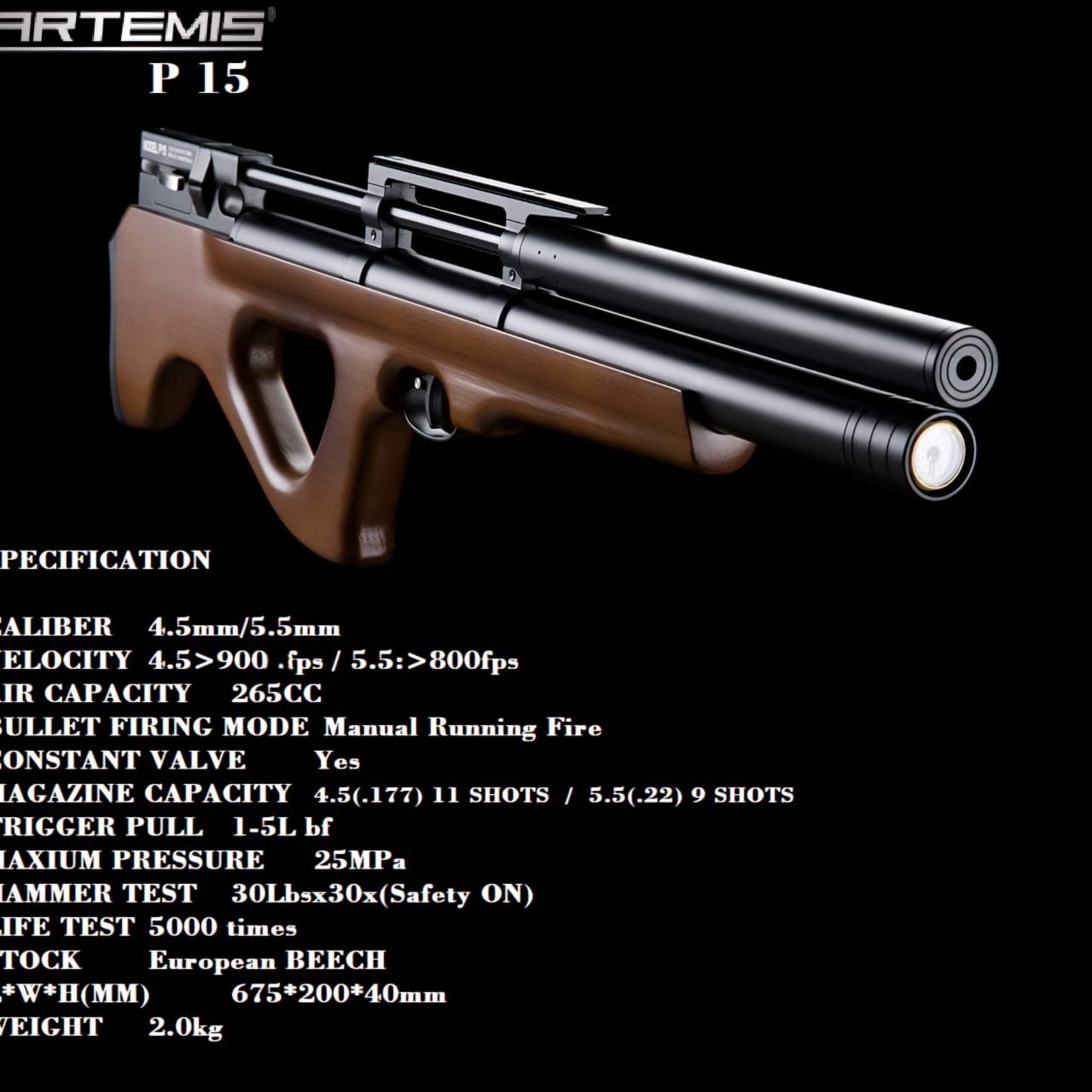 ARTEMIS PCP P15 CAL 5.5