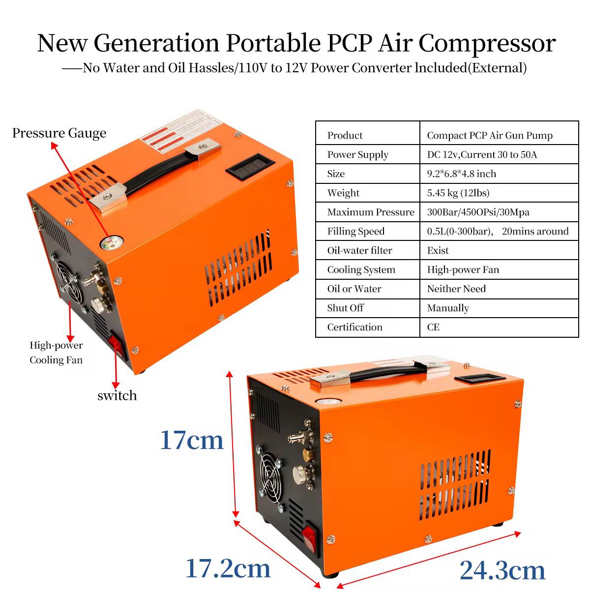 COMPRESSOR AIR PORTABLE 300 BAR 4500 PSI